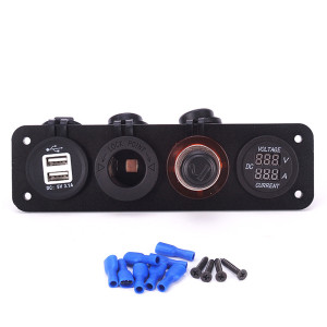 Car 4 Hole Aluminum Plate Mounting Panel with USB Charger